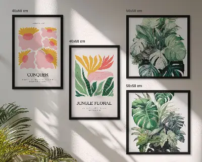 Multi-piece wall decor set modern flower and leaf posters