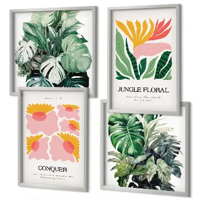 Multi-piece wall decor set modern flower and leaf posters
