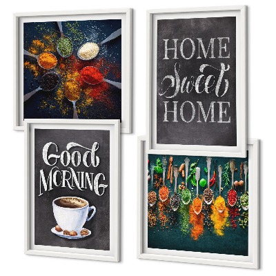 Wall art set Spices, coffee, cup, herbs