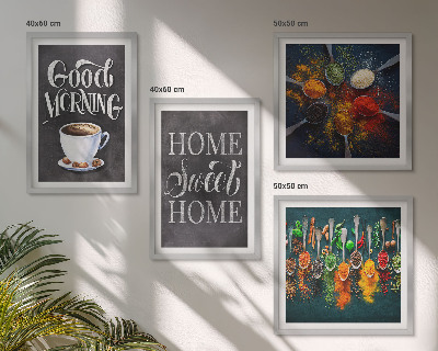 Wall art set Spices, coffee, cup, herbs