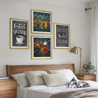 Wall art set Spices, coffee, cup, herbs