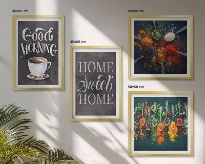 Wall art set Spices, coffee, cup, herbs