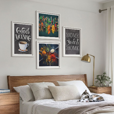 Wall art set Spices, coffee, cup, herbs