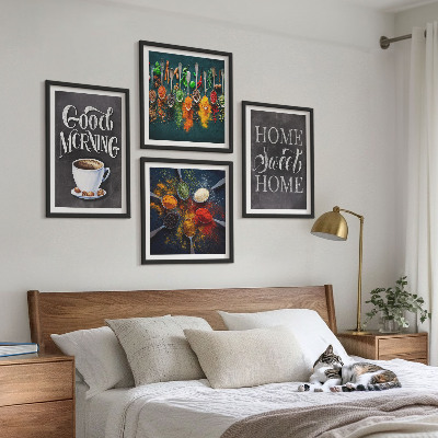 Wall art set Spices, coffee, cup, herbs