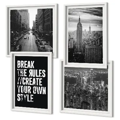 Set of 4 wall art pieces City streets black and white inspiration