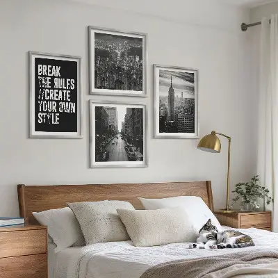 Set of 4 wall art pieces City streets black and white inspiration