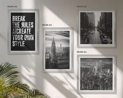 Set of 4 wall art pieces City streets black and white inspiration