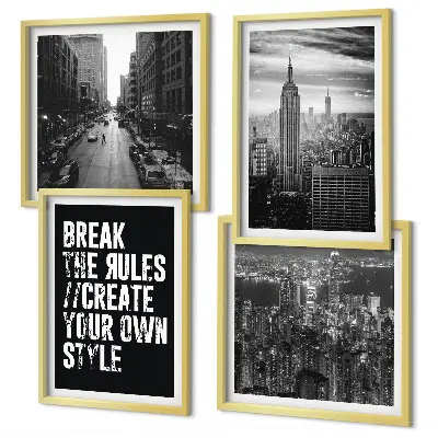 Set of 4 wall art pieces City streets black and white inspiration