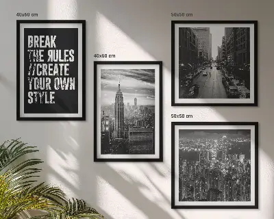 Set of 4 wall art pieces City streets black and white inspiration