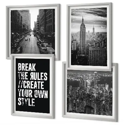 Set of 4 wall art pieces City streets black and white inspiration