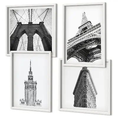 Multi-piece wall decor set Architecture black and white minimalism
