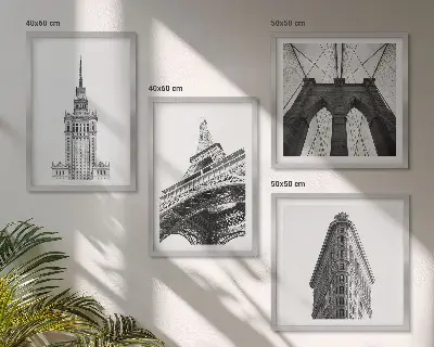 Multi-piece wall decor set Architecture black and white minimalism