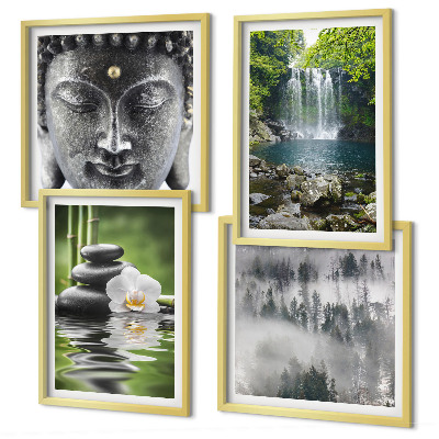 Wall art set Harmony of nature stones water Buddha