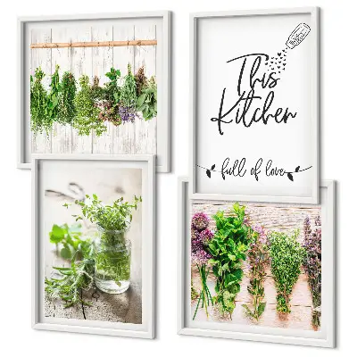 Dried herb kitchen wall art set set of wall art featuring a kitchen theme with dried herbs