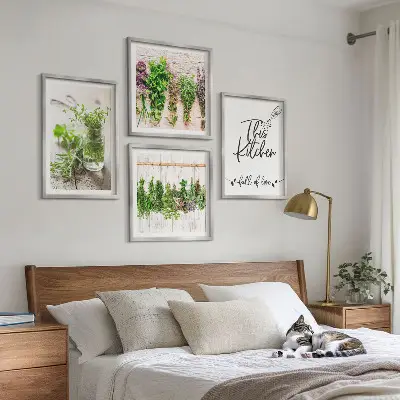 Dried herb kitchen wall art set set of wall art featuring a kitchen theme with dried herbs