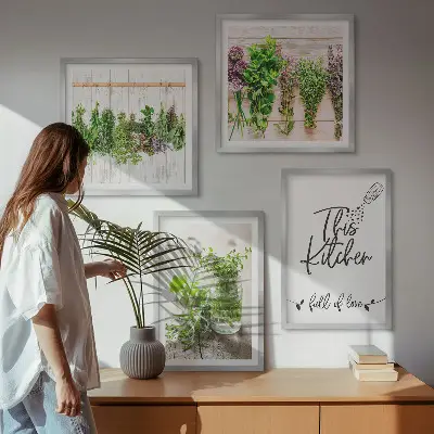 Dried herb kitchen wall art set set of wall art featuring a kitchen theme with dried herbs