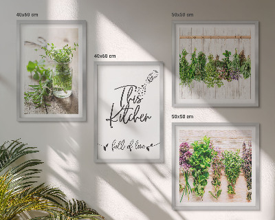 Wall art set Dried herbs kitchen theme