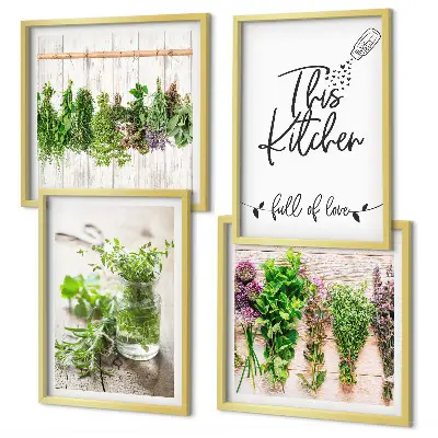Dried herb kitchen wall art set set of wall art featuring a kitchen theme with dried herbs