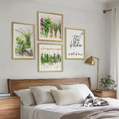 Dried herb kitchen wall art set set of wall art featuring a kitchen theme with dried herbs