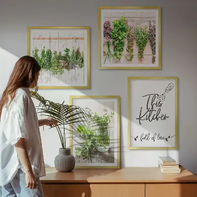 Dried herb kitchen wall art set set of wall art featuring a kitchen theme with dried herbs