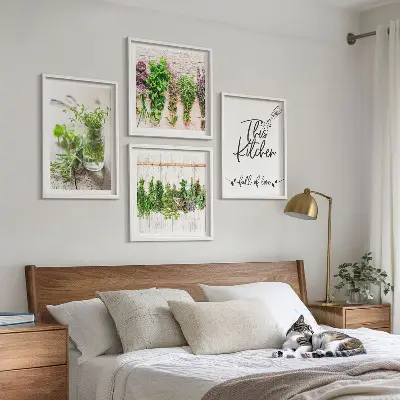 Dried herb kitchen wall art set set of wall art featuring a kitchen theme with dried herbs