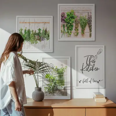 Dried herb kitchen wall art set set of wall art featuring a kitchen theme with dried herbs