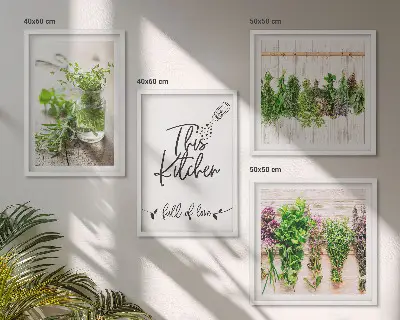 Dried herb kitchen wall art set set of wall art featuring a kitchen theme with dried herbs