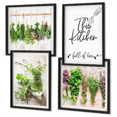 Dried herb kitchen wall art set set of wall art featuring a kitchen theme with dried herbs