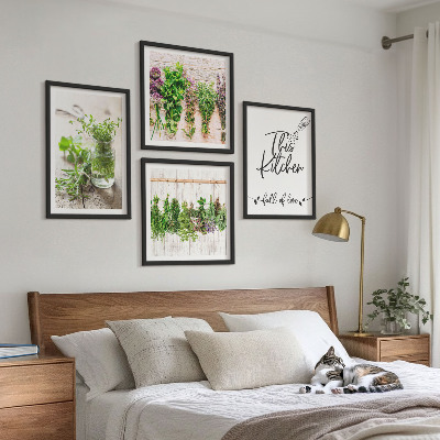 Wall art set Dried herbs kitchen theme