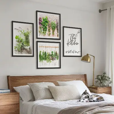 Dried herb kitchen wall art set set of wall art featuring a kitchen theme with dried herbs