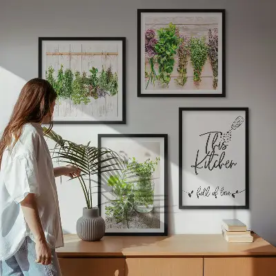 Dried herb kitchen wall art set set of wall art featuring a kitchen theme with dried herbs