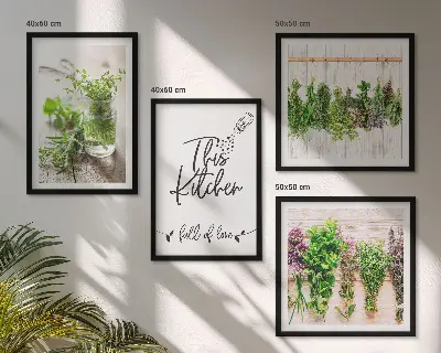 Dried herb kitchen wall art set set of wall art featuring a kitchen theme with dried herbs