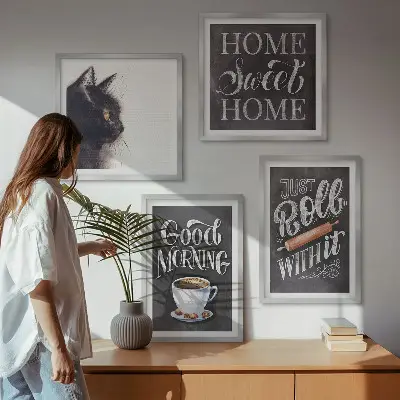 Cat wall art set set of 4 kitchen themed pieces