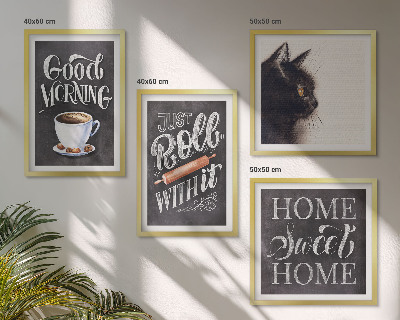 Set of 4 wall art pieces Home kitchen themes cat