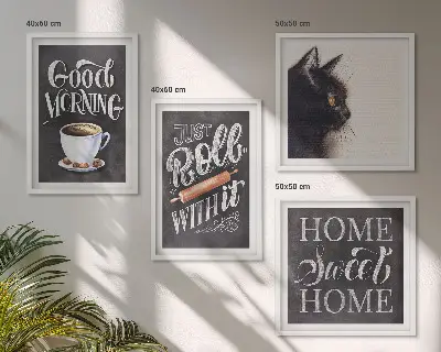 Cat wall art set set of 4 kitchen themed pieces