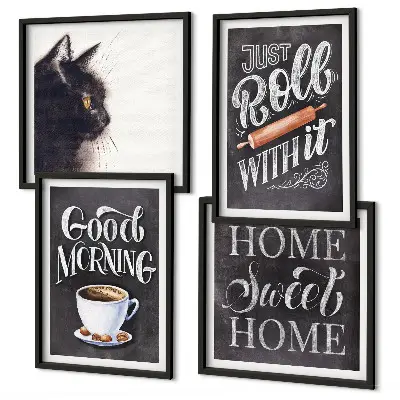 Cat wall art set set of 4 kitchen themed pieces