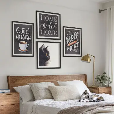Cat wall art set set of 4 kitchen themed pieces