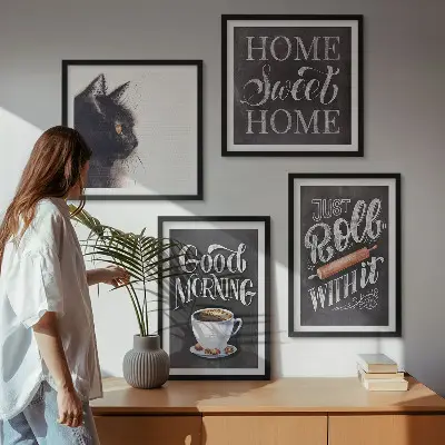 Cat wall art set set of 4 kitchen themed pieces