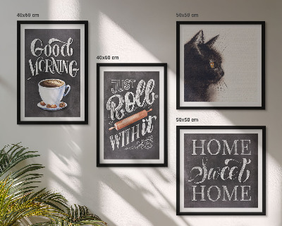 Set of 4 wall art pieces Home kitchen themes cat