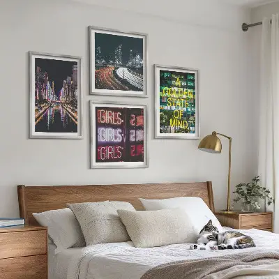 City Night Neon Signs Wall Art set of 4 pieces