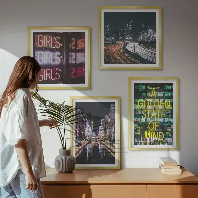 City Night Neon Signs Wall Art set of 4 pieces