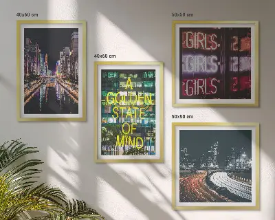 City Night Neon Signs Wall Art set of 4 pieces