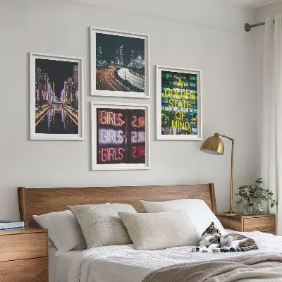 City Night Neon Signs Wall Art set of 4 pieces