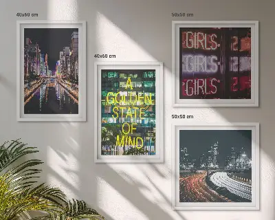 City Night Neon Signs Wall Art set of 4 pieces