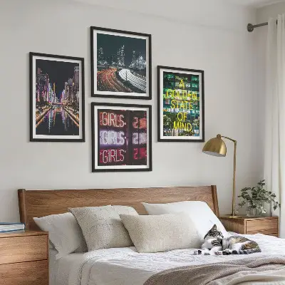 City Night Neon Signs Wall Art set of 4 pieces