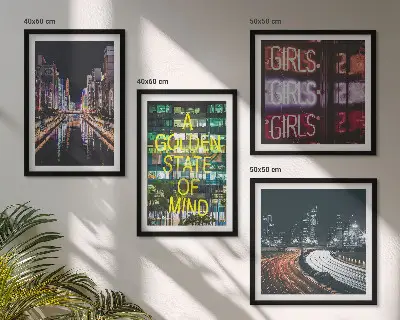 City Night Neon Signs Wall Art set of 4 pieces