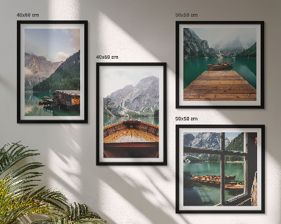 Multi-piece wall decor set Mountain landscapes cottage boats