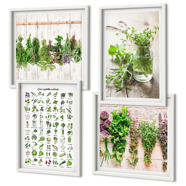 Wall art set Dried herbs for the kitchen