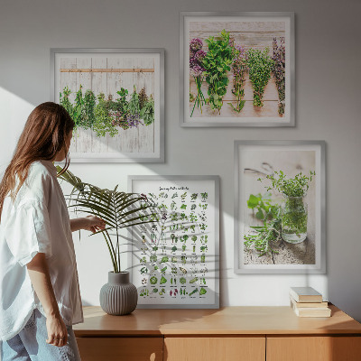 Wall art set Dried herbs for the kitchen