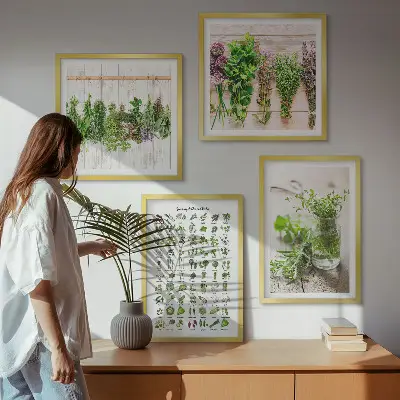 Dried herbs kitchen wall art set set of wall art prints